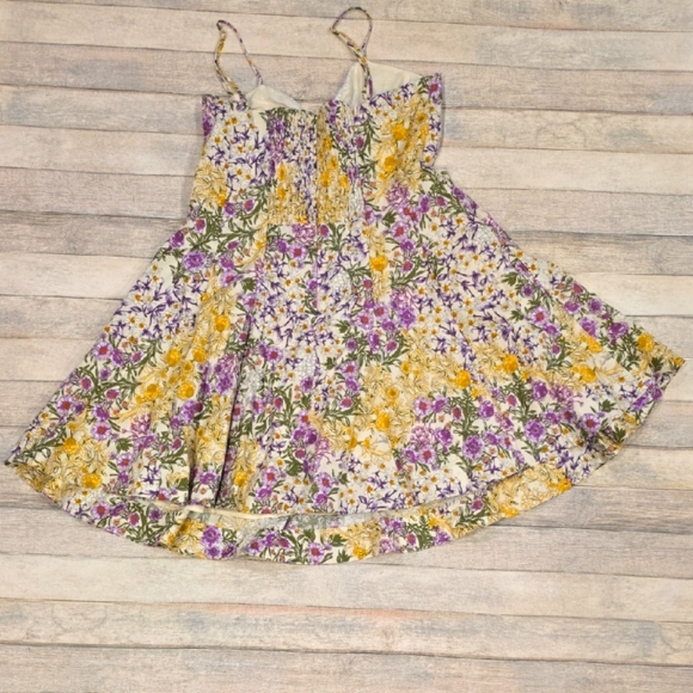Maeve Anthropologie Floral Dress with Purple and Yellow Accents Size Medium - Picture 3 of 8